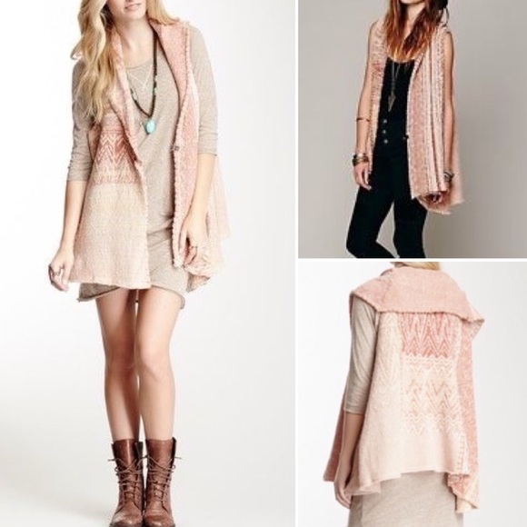 Free People In Your Arms Swing Blanket Sweater Cardigan Vest Wool Alpaca Large - Picture 2 of 11